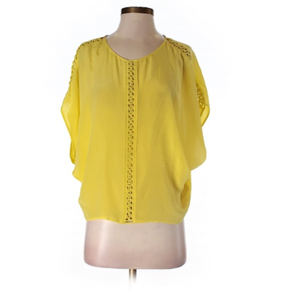 Anthropologie yellow silk top, size small